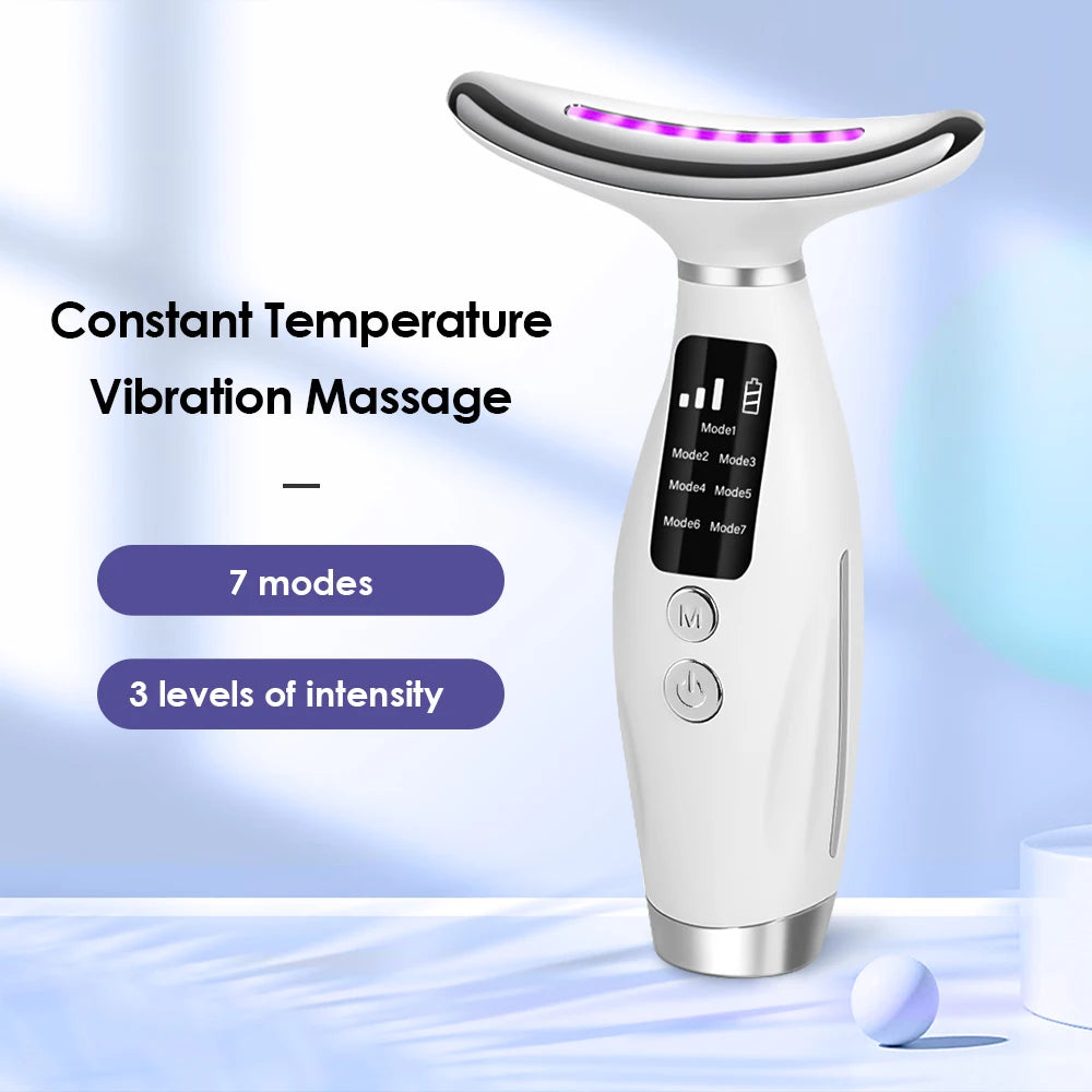 LED Light Therapy Face & Neck Lifting Massager - Anti-Aging Skin Tightening Tool - 7
