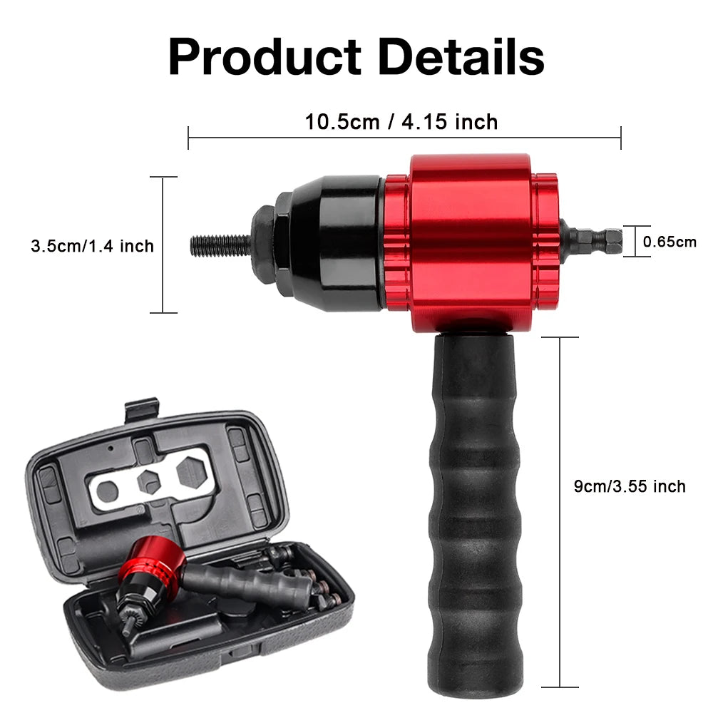 Electric Rivet Nut Gun Adapter for Drill - M3 M4 M5 M6 M8 Riveting Tool Kit - 3