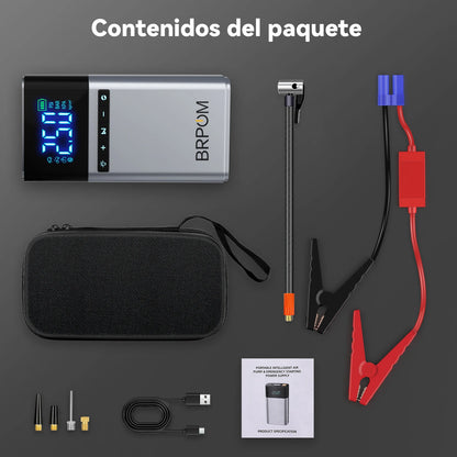 6000A Car Jump Starter with 180PSI Air Compressor, 26800mAh Portable Power