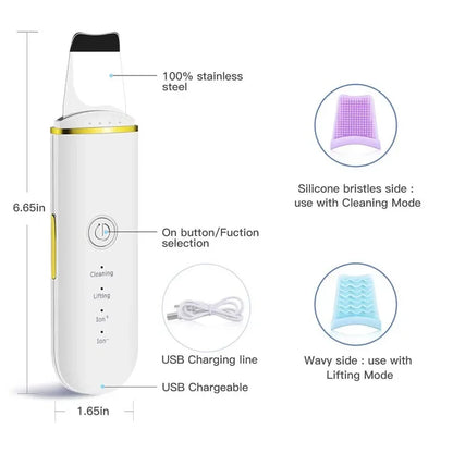 Ultrasonic Face Skin Scrubber - Deep Pore Cleansing & Blackhead Remover Spatula