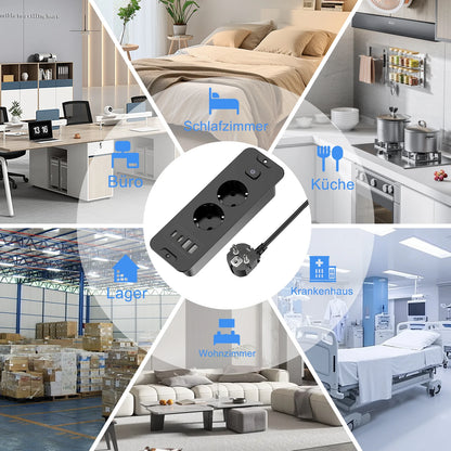 Desktop Recessed Power Strip - Built-in 3 AC Sockets, USB & PD 20W Type-C