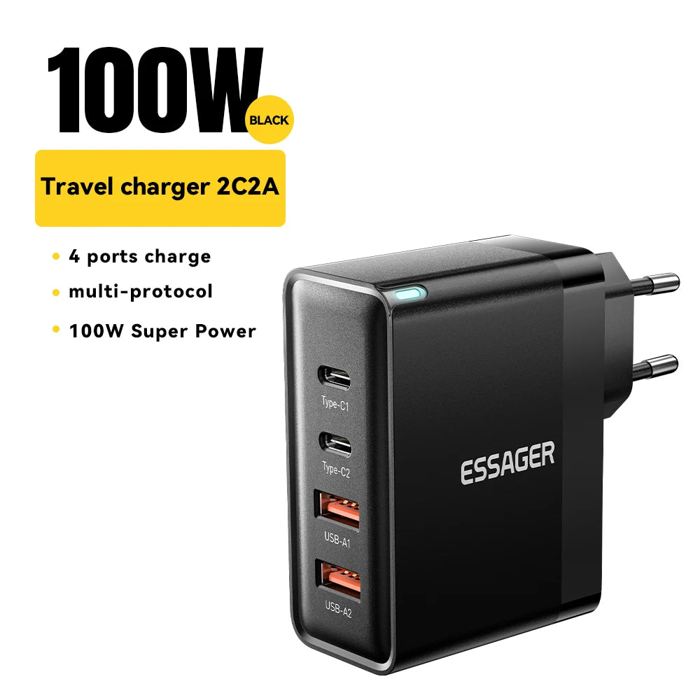 100W 4-Port USB-C Desktop Fast Charger for Laptops, iPhone, & Android - 28