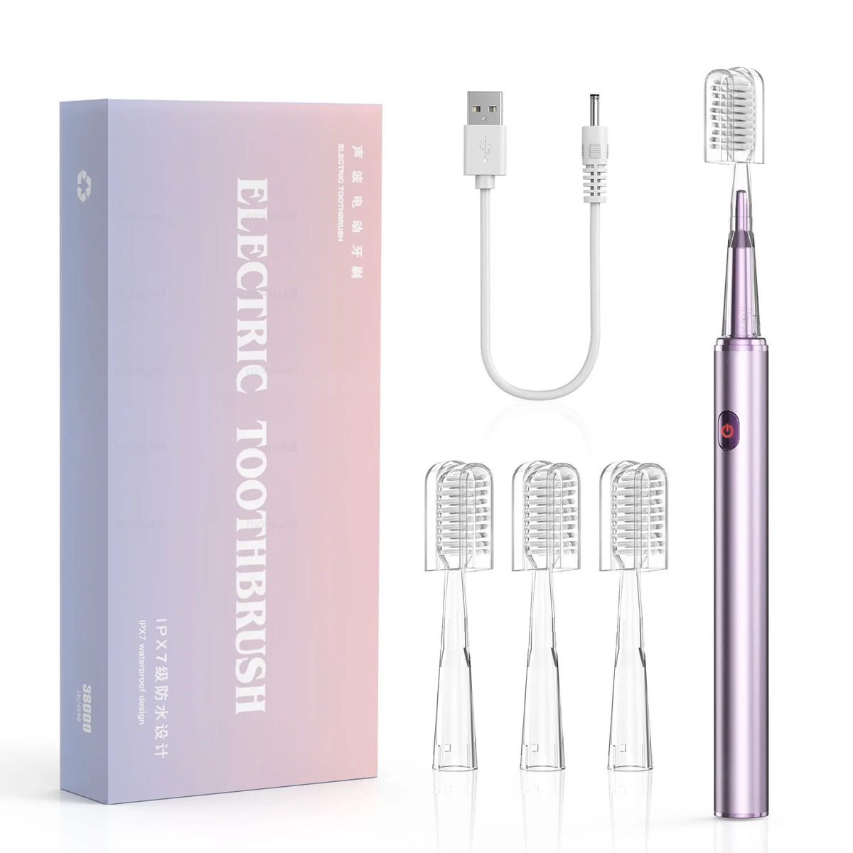 Sonic Rechargeable Electric Toothbrush with 3 Cleaning Modes & 4 Brush Heads