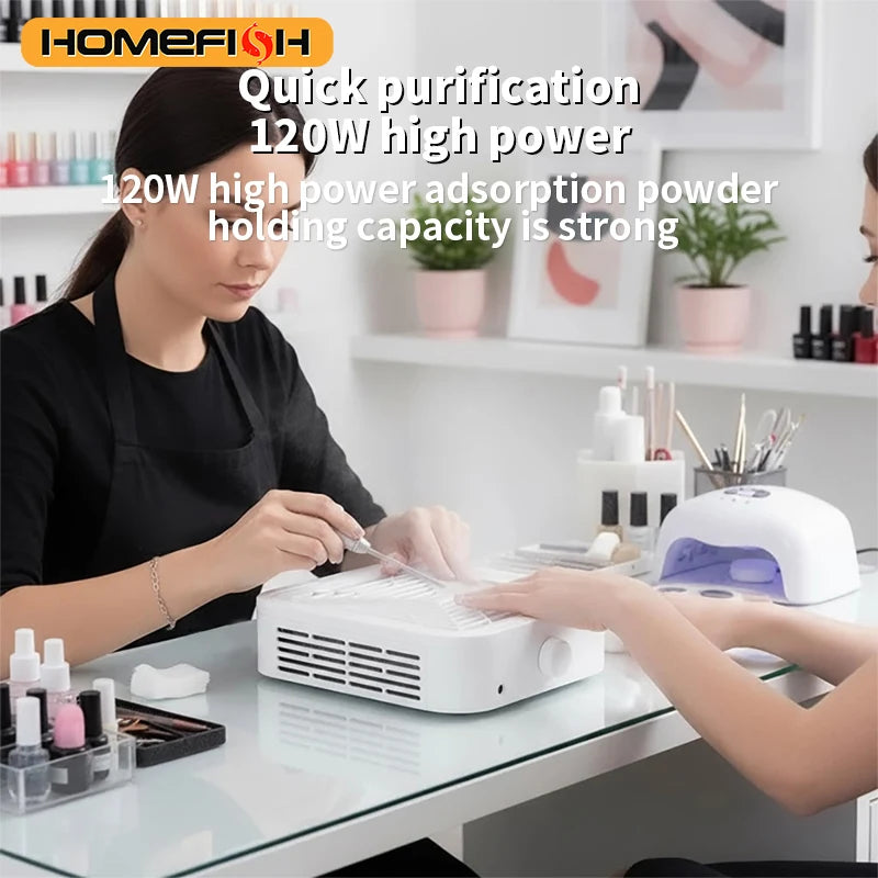 120W Nail Dust Collector - Professional Turbine Brushless Vacuum