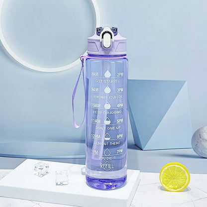 Motivational 750ml Sports Water Bottle with Time Marker & Leak-Proof Straw