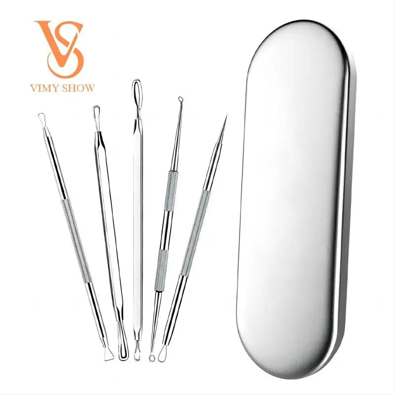 Professional Stainless Steel Blackhead Extractor & Pimple Popper Tool Kit - 1