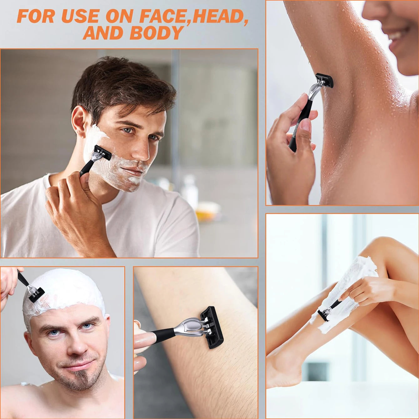6-Layer Men's Manual Razor - Stainless Steel Shaving Set - 12