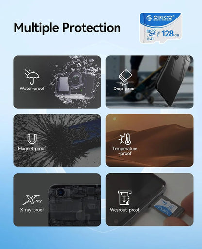ORICO 128GB Micro SD Card - High-Speed UHS-I V30 for 4K Video & Cameras