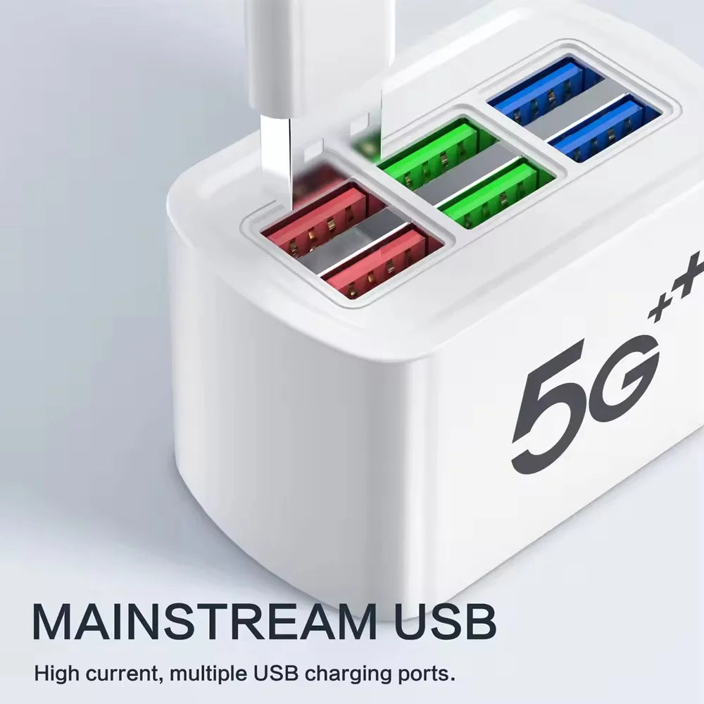 6-Port USB Desktop Fast Charger - Multi-Device Universal Charging Hub - 3