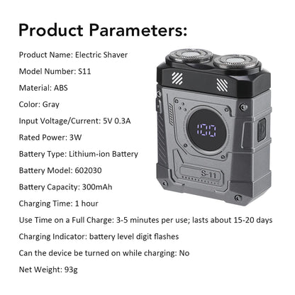 Portable Mini Electric Shaver with Digital Display & USB Rechargeable