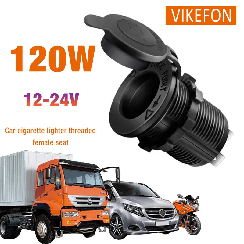 12V Waterproof Car Cigarette Lighter Socket Power Outlet for Vehicles - 1