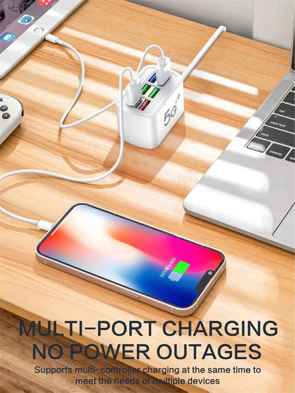 6-Port USB Desktop Fast Charger - Multi-Device Universal Charging Hub