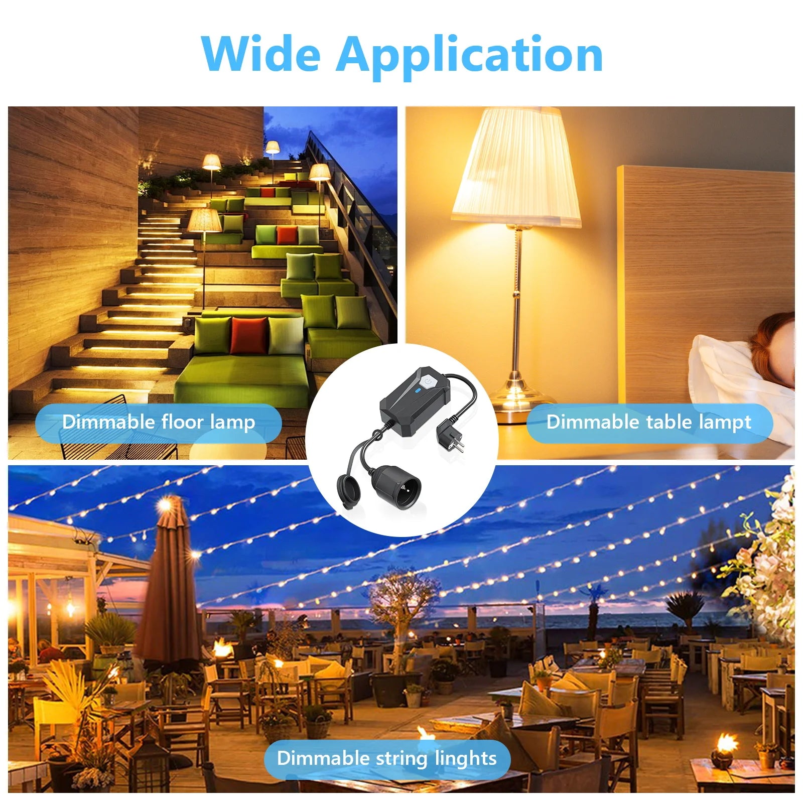 Smart WiFi Outdoor Dimmer Plug with Remote for String Lights - 16