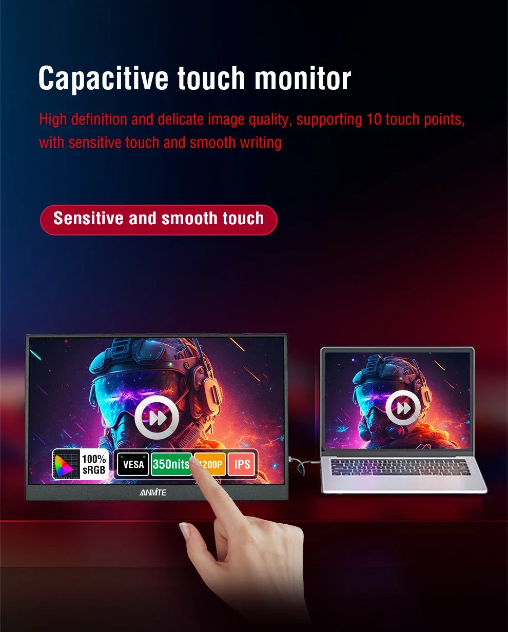 14" Portable IPS Monitor 1920x1200 FHD Gaming Display with Built-in Stand