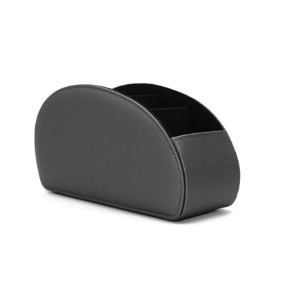 5-Compartment PU Leather Remote Control Organizer Desktop Storage Box