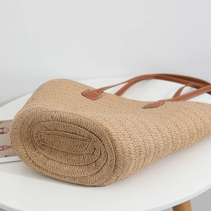 Luxury Bohemian Knitted Straw Tote