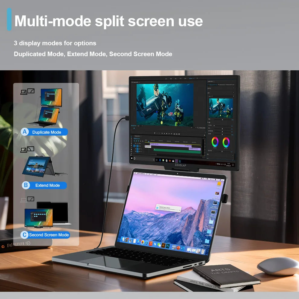 16" QHD Stackable Portable Monitor - Dual Screen Laptop Display 2560x1600