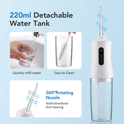 Portable Cordless Water Dental Flosser - USB Rechargeable Teeth Cleaning Tool