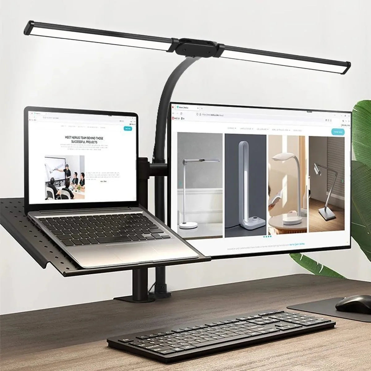 Dual-Head LED Architect Desk Lamp – Dimmable & Adjustable Office Lighting - 1