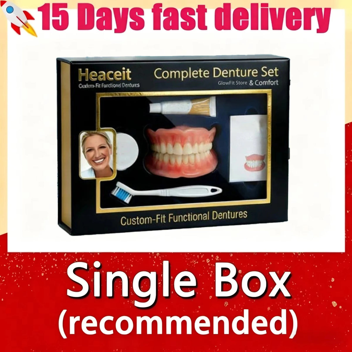 Natural-Looking Silicone Fake Teeth Set - Comfortable Upper & Lower Smile Veneers