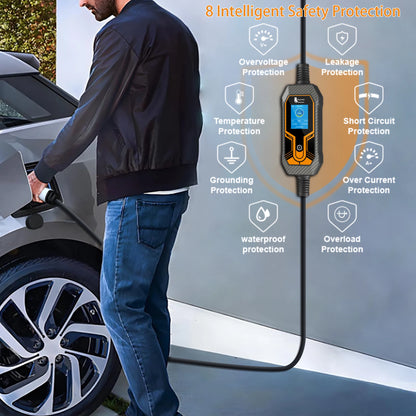 11KW Portable EV Charger Type 2 - Adjustable 16A Electric Car Charging Box