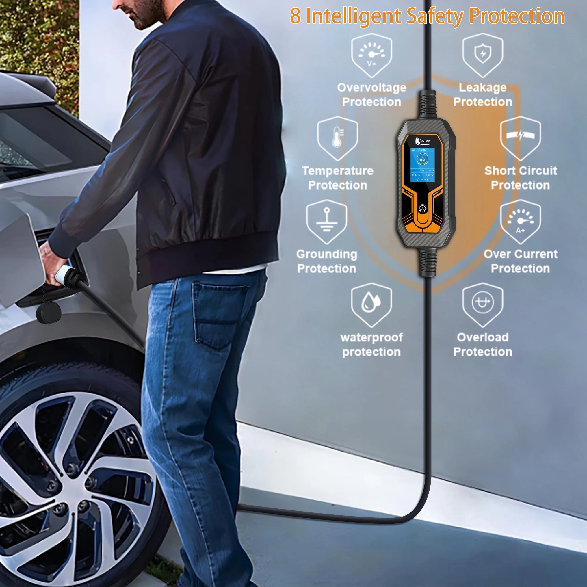 11KW Portable 3-Phase EV Charger Type 2 Adjustable Charging Box - 4