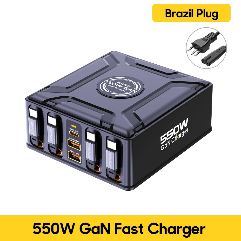 550W 7-in-1 GaN Fast Charging Station with 100W Retractable Cables - 22