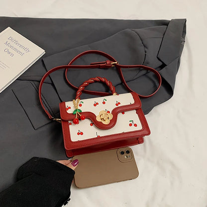 Luxury Cherry Print Crossbody Bag