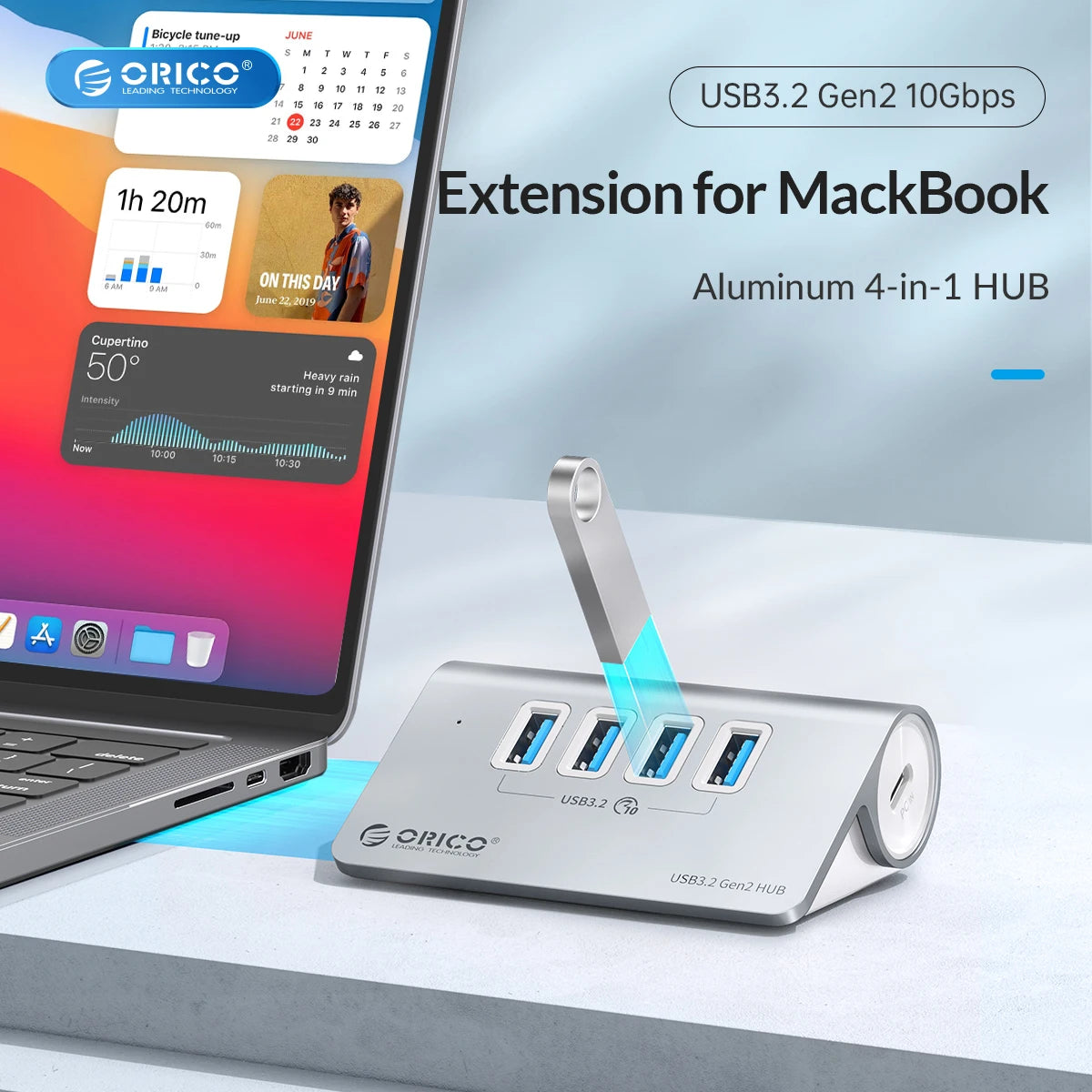 7-Port Powered USB 3.2 Hub with Fast Charging for Laptop & PC - 7