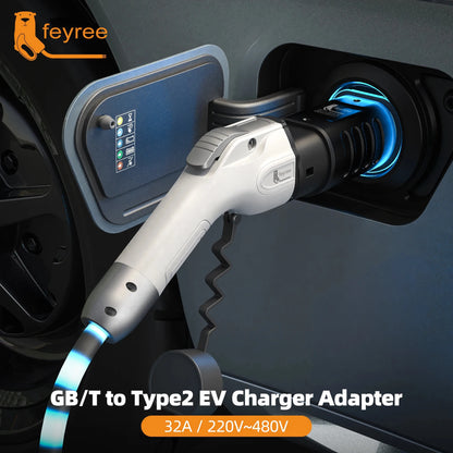 GB/T to Type 2 EV Charging Adapter - 32A Fast Charger Converter