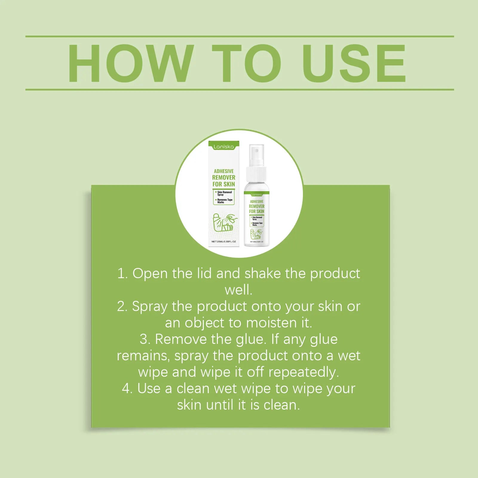 Gentle Adhesive Remover Spray for Skin - Painless Tape and Bandage Residue Cleaner - 16