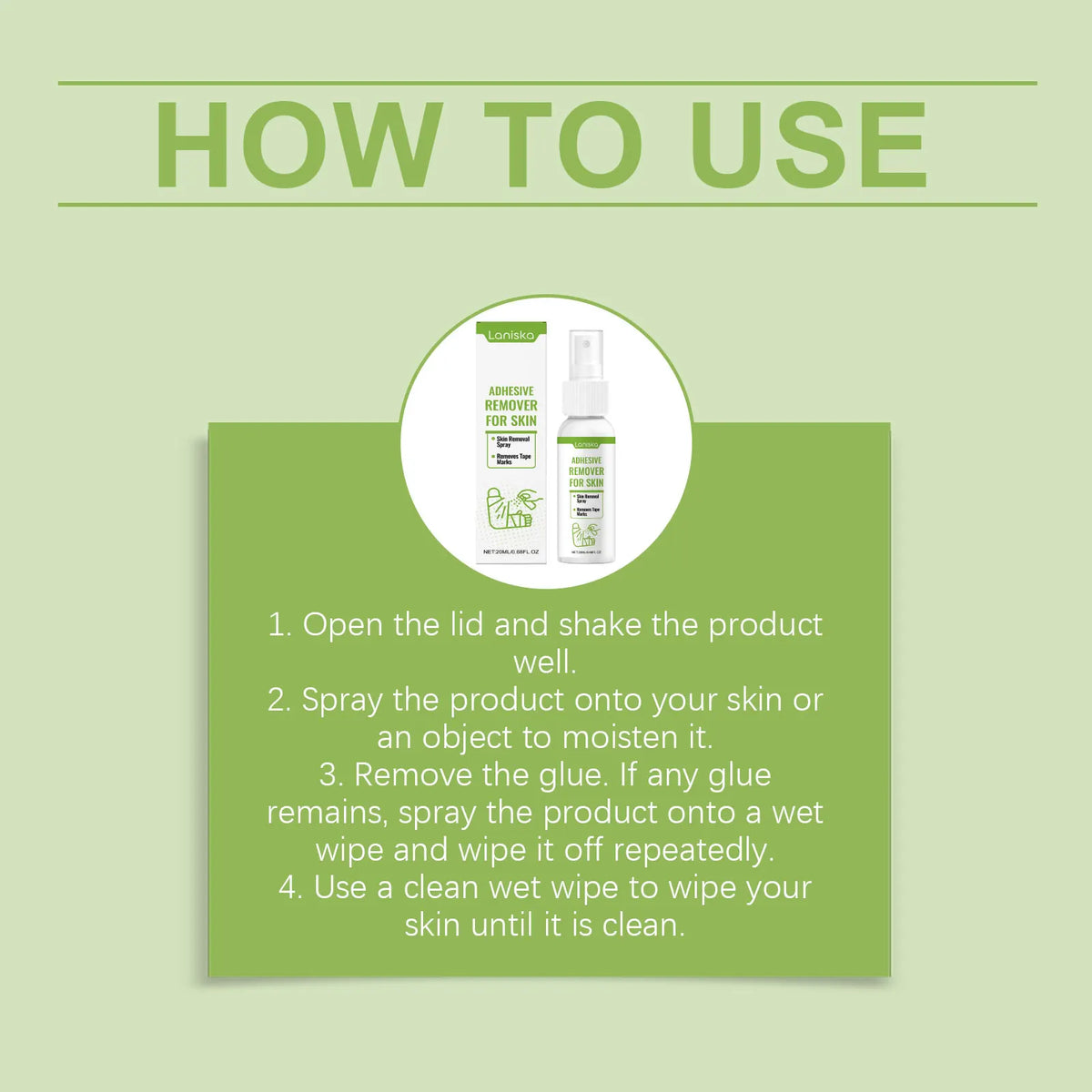 Gentle Adhesive Remover Spray for Skin - Painless Tape and Bandage Residue Cleaner