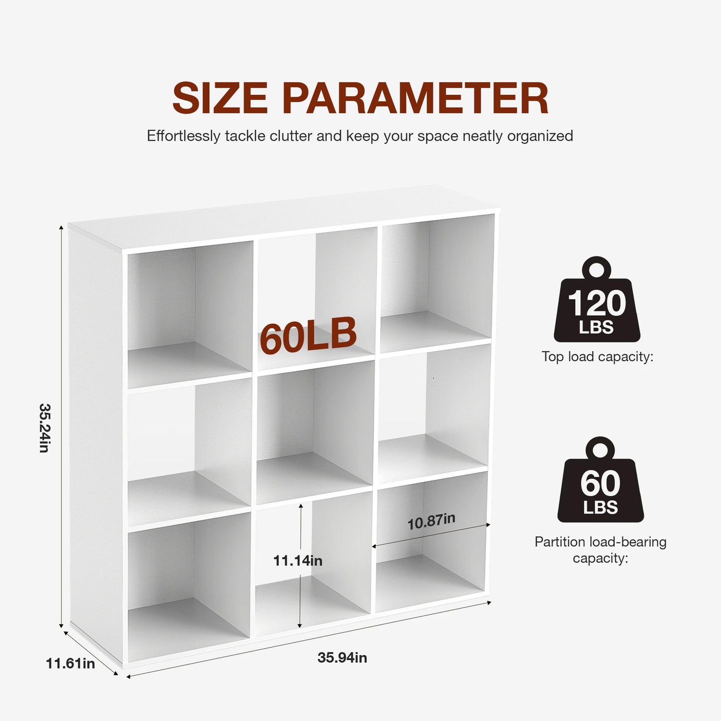 9-Cube Wooden Storage Organizer - Modern Open Bookshelf & Display Unit