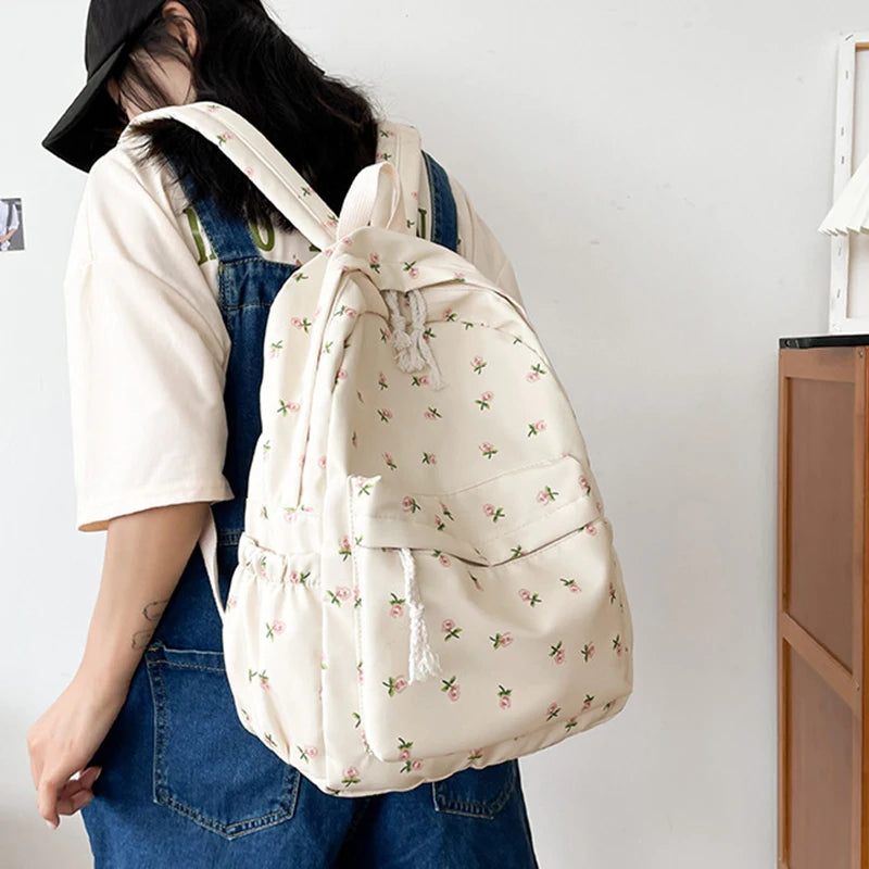 Luxury Floral Nylon School Backpack