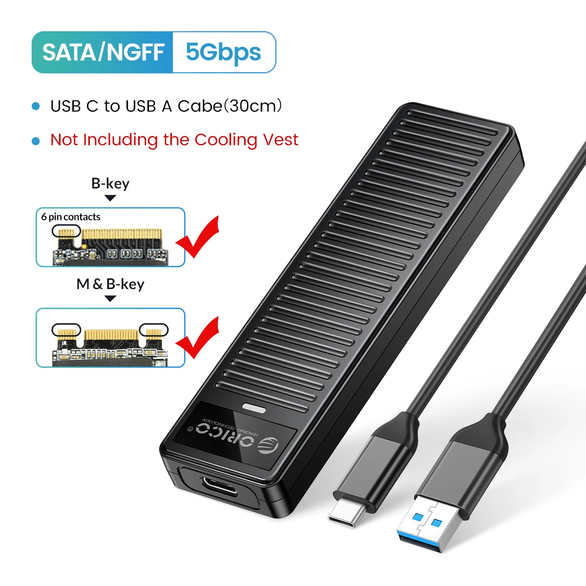M.2 NVMe SATA SSD Enclosure 10Gbps USB 3.2 Tool-Free External Drive Case