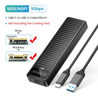 M.2 NVMe SATA SSD Enclosure 10Gbps USB 3.2 Tool-Free External Drive Case