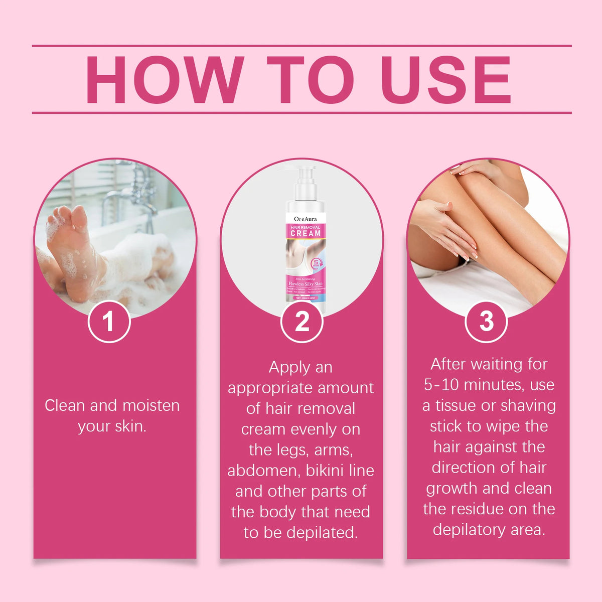 Painless Hair Removal Cream - Gentle Depilatory for Smooth & Silky Skin