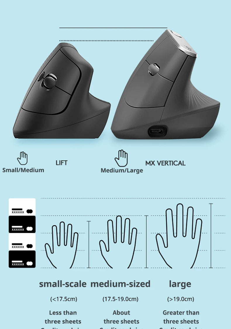 Logitech Lift Ergonomic Vertical Wireless Mouse - Silent Bluetooth & USB - 11