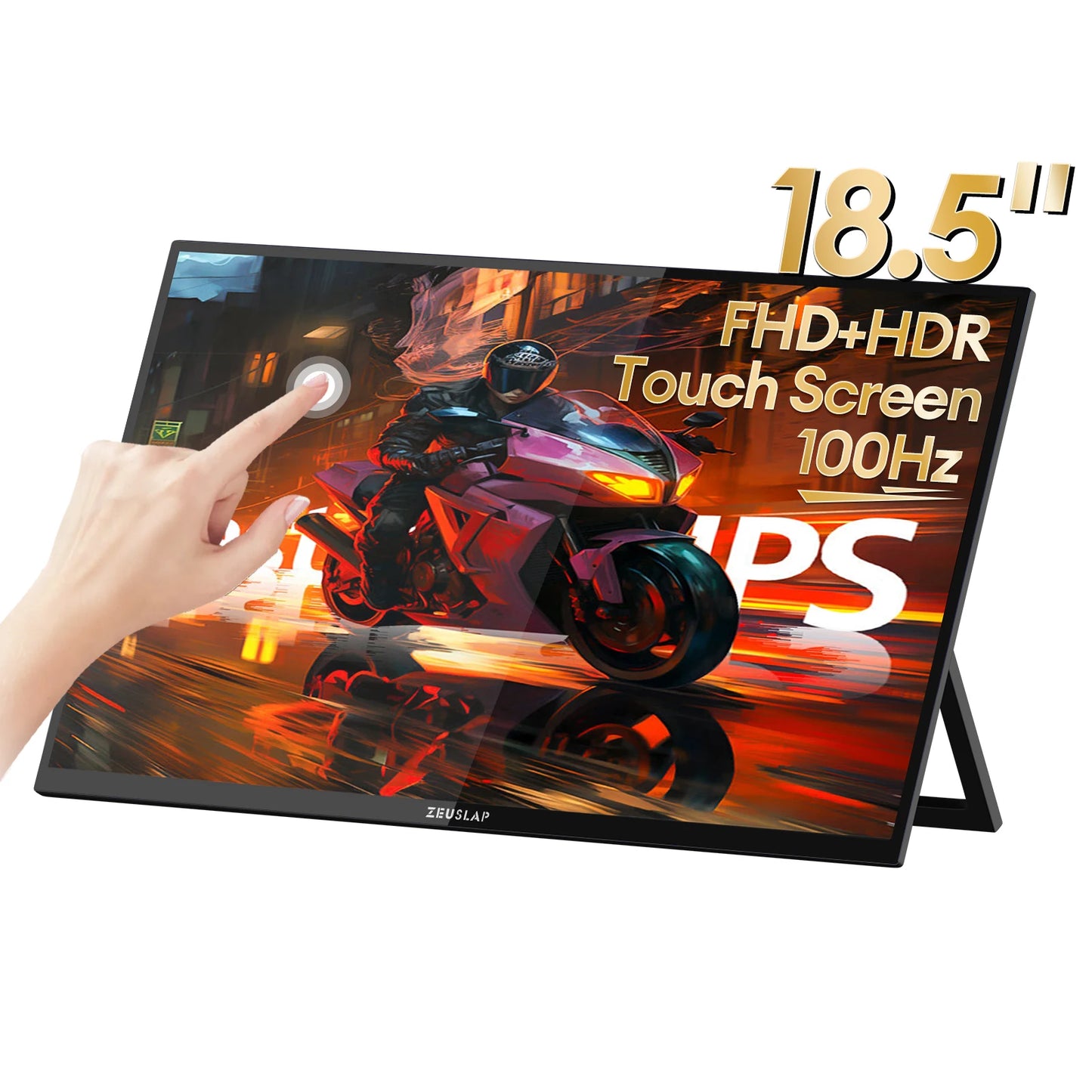 18.5" Touchscreen Portable Monitor 1080P IPS HDR Ultra-Slim Display