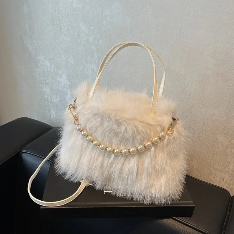 Luxury Plush Pearl Handbag
