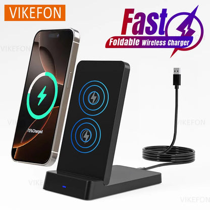 15W Foldable Fast Wireless Charging Stand - Magnetic Phone Desktop Holder