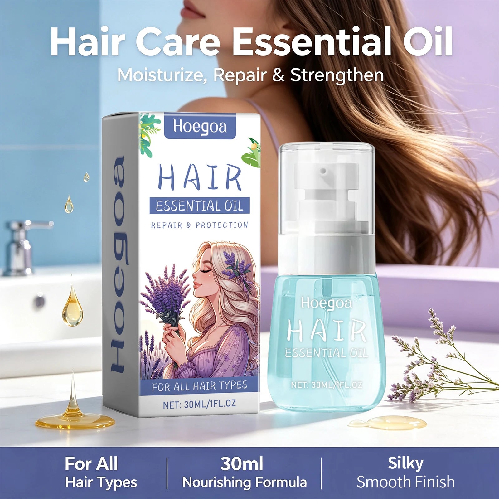Lavender Hair Essential Oil - Repairing Anti-Frizz & Nourishing Scalp Treatment - 6