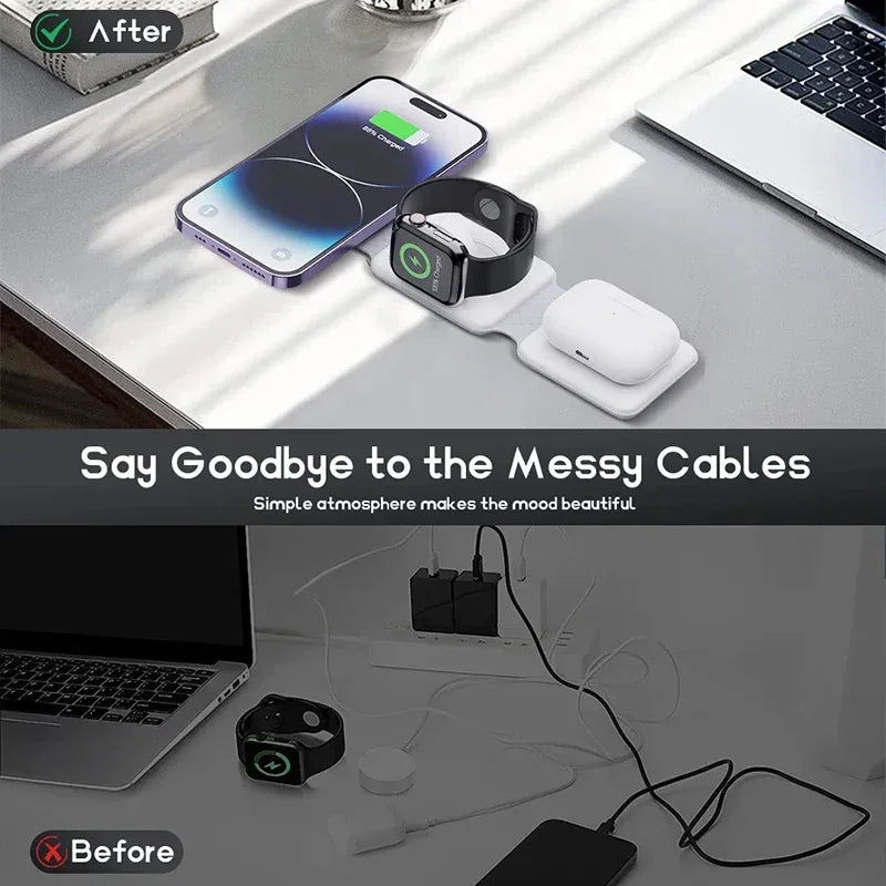 3-in-1 Foldable Magnetic Wireless Charging Station for iPhone & Apple Watch - 12