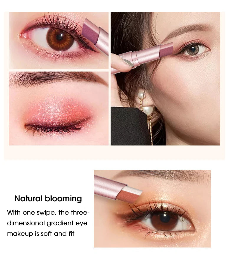 Gradient Two-Tone Eyeshadow Stick - Waterproof Shimmer Eye Makeup