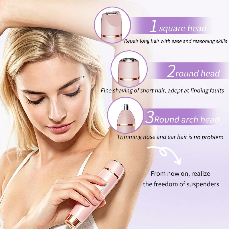 3-in-1 Waterproof Electric Lady Shaver & Painless Hair Removal Trimmer - 4