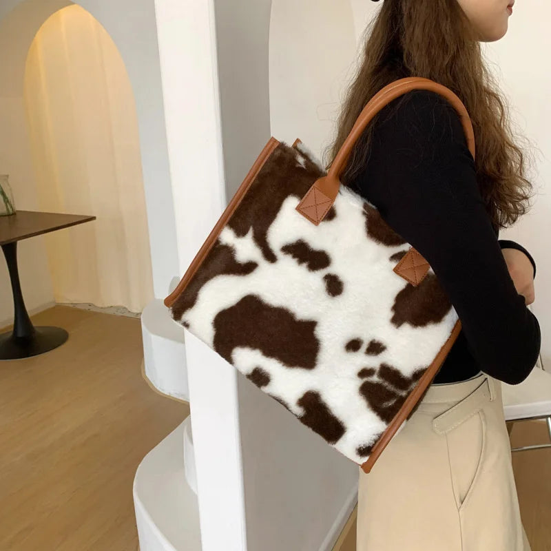 Luxury Fluffy Animal Print Tote