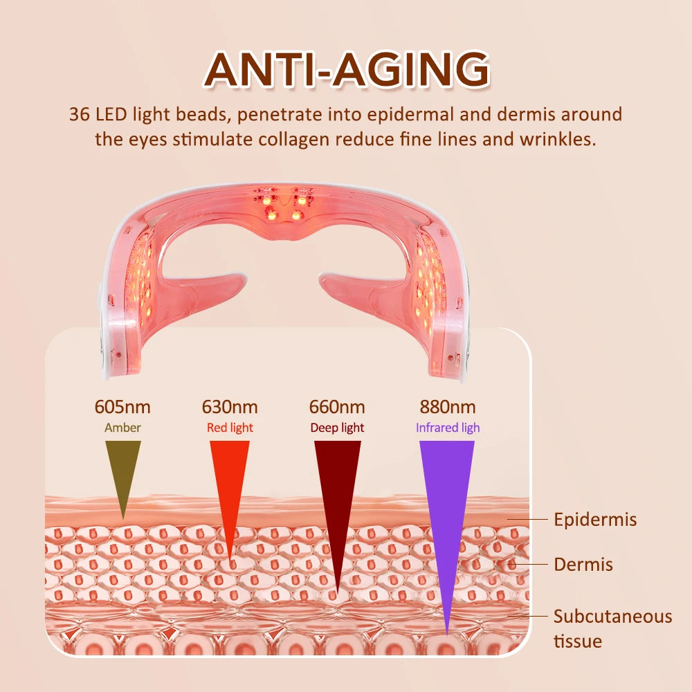 3D LED Red Light Eye Massager with Vibration for Dark Circles & Fatigue Relief - 10