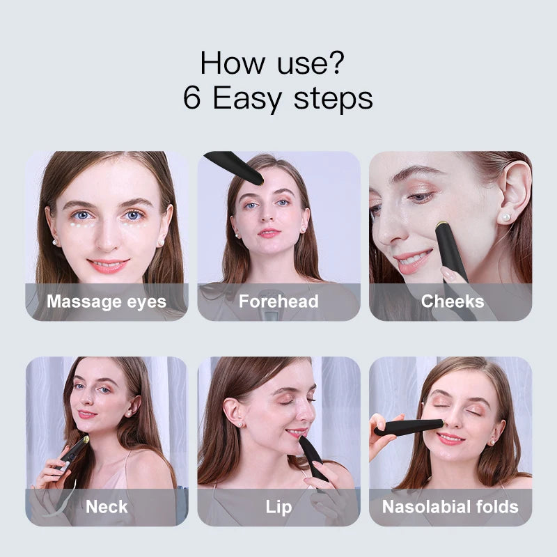 3-in-1 LED Eye Lift Wand: Heated Vibration Massager for Dark Circles & Puffiness - 5