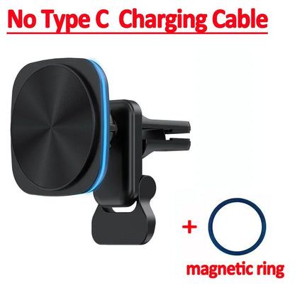 Magnetic Wireless Car Charger & Phone Mount - 15W Fast Charging Station