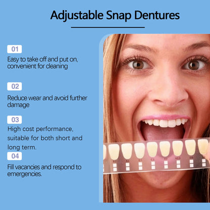 Snap-On Adjustable Smile Veneers for Instant Teeth Coverage and Whitening